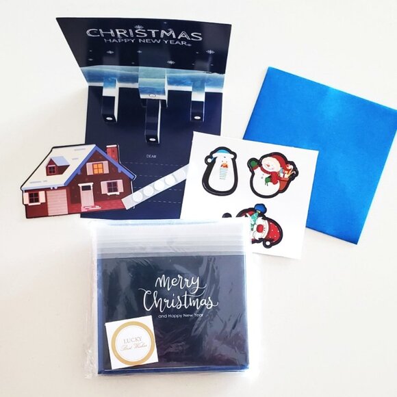 Set of 6 - 3D Pop-Up Christmas Cards -arrange yourself- Santa, Pinguin & Snowman - Picture 3 of 11